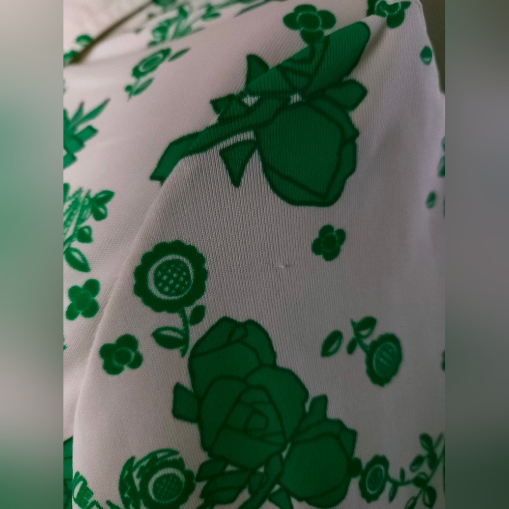 Alex Colman California Vintage 70s Point Collar Flowy Top Green Cream Small - Picture 10 of 16